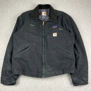 Carhartt Detroit Jacket Mens Large J001 BLK Blanket Lined Black USA Made Union